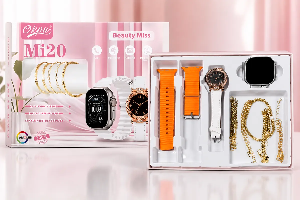 Coffret Smartwatch Femme Mi20 – Élégance & Technologie