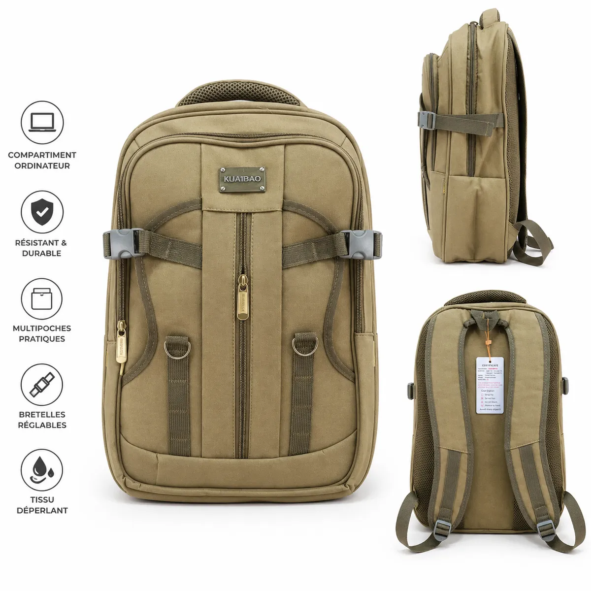 Sac à Dos KUAIBAO – Élégance, Résistance & Grande Capacité